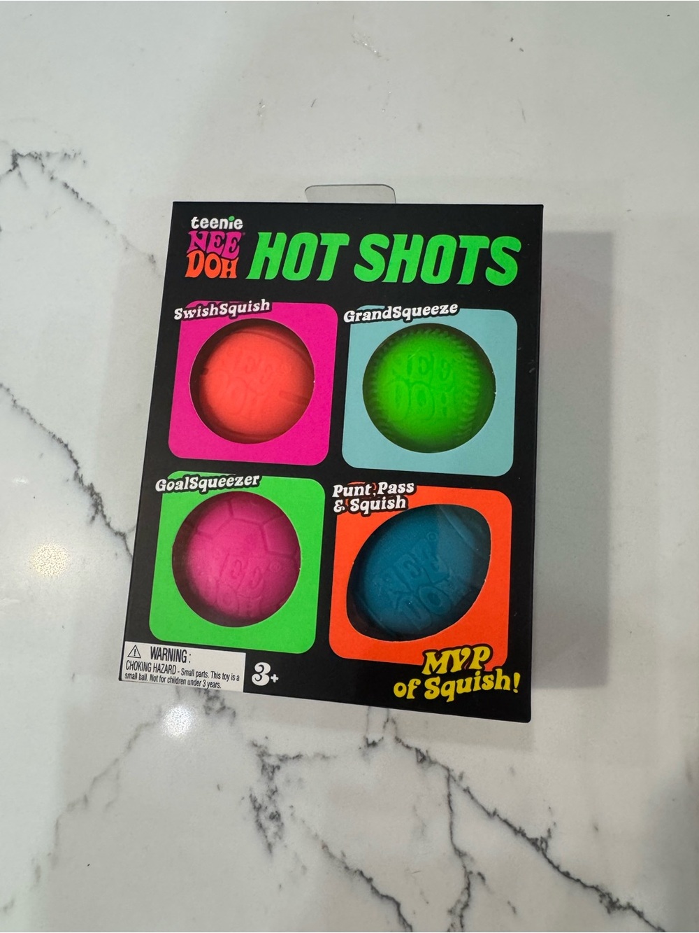 Teenie Ned Doh Hot Shots Squish Balls - Neon Pink, Green, Magenta, Teal